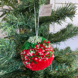 POM POM BAUBLE - MEGA! Handmade Red, Green and Glitter Multi Coloured Pom Pom Bauble. 24