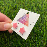 Medium Light Pink Star Stud Earrings. The Perfect Pop for your Everyday Earring!