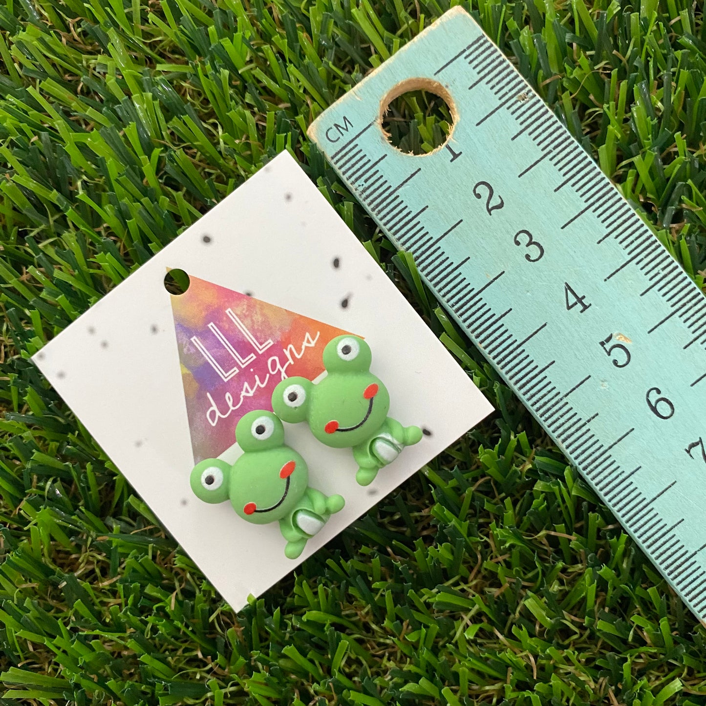 Frog Earrings. Smiley Face Cartoon Frog Stud Earrings. Super Cute!