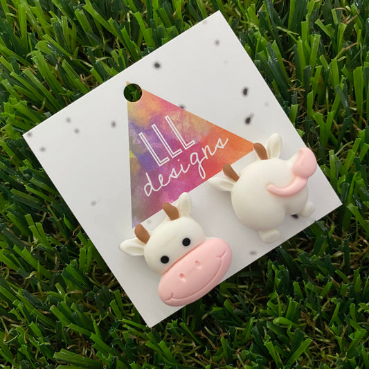 Cow Earrings. Super Fun Cartoon Cow Face and Bum Stud Earrings. Very Cheeky!