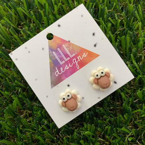 Sheep Earrings. Super Adorable Little Cartoon Sheep Stud Earrings. So Cute!