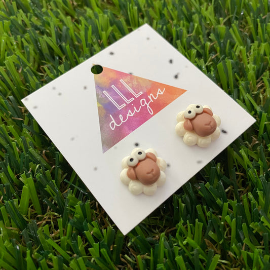 Sheep Earrings. Super Adorable Little Cartoon Sheep Stud Earrings. So Cute!