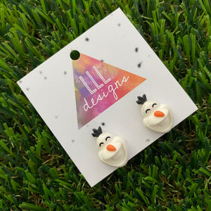 Snowman Earrings. Cartoon Snowman Stud Earrings. So Cute!