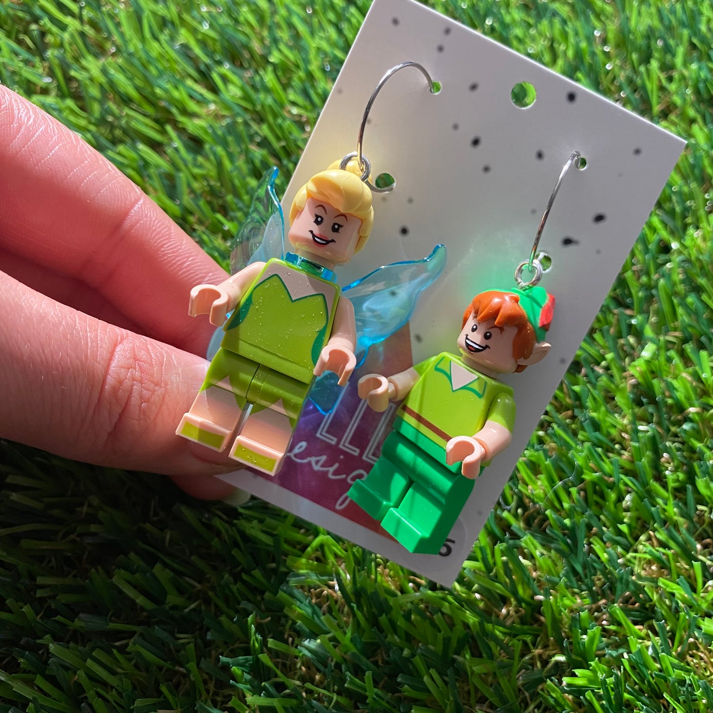 Magical Flying Boy and Fairy Brick Character Hoop Earrings - Featuring Silver Hoop!