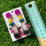 Mad Scientist Brick Character Dangle Earrings - Featuring a Purple Top!