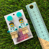 Dr David Brick Character Dangle Earrings - Featuring a Bright Aqua Top and Optional Syringe Accessory! (2)