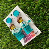 Dr Claire Brick Character Dangle Earrings - Featuring a Mirror Blue Top and Optional Syringe Accessory! (4)