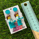 Dr Claire Brick Character Dangle Earrings - Featuring a Mirror Blue Top and Optional Syringe Accessory! (4)