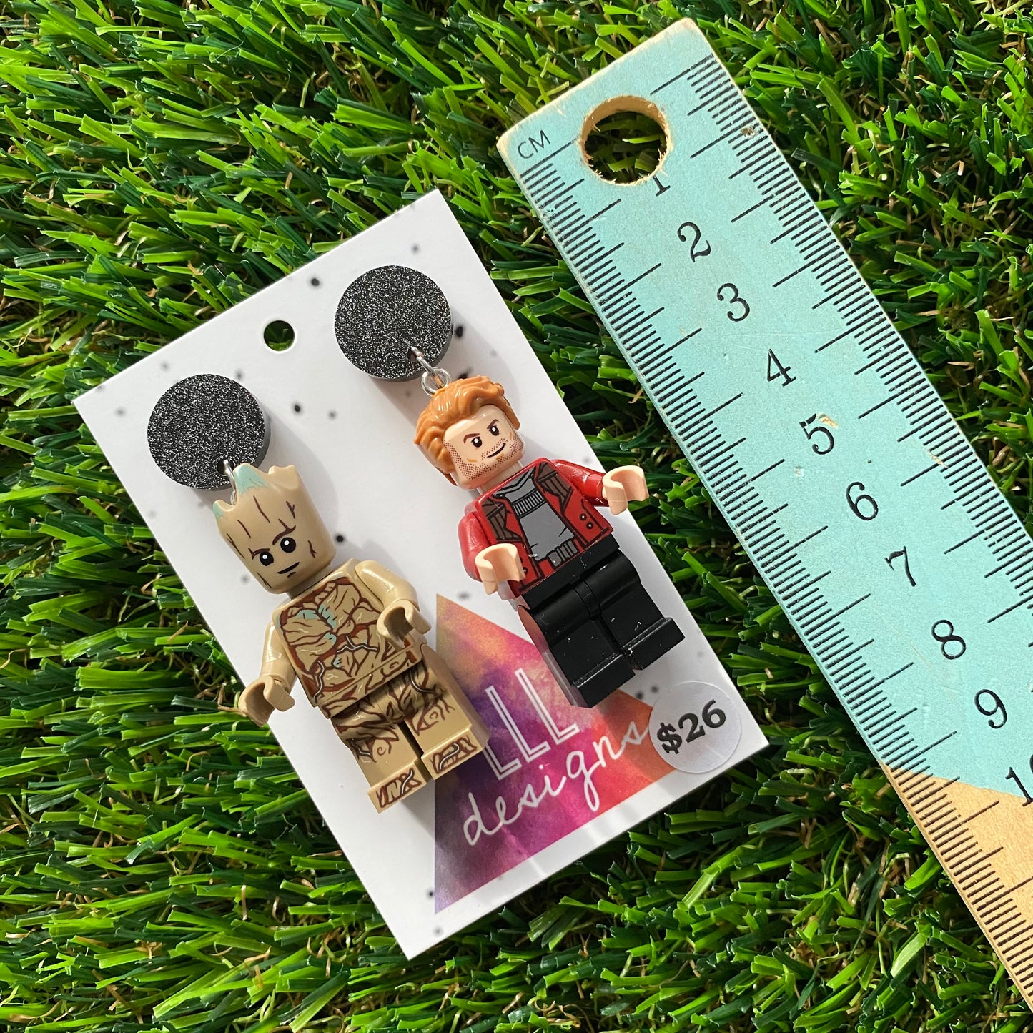 Movie Character Duo Dangle Earrings - Featuring a Glittery Black Top!