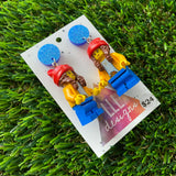 Cool Kid Abbie Character Dangle Earrings - Featuring a Glitter Blue Top!