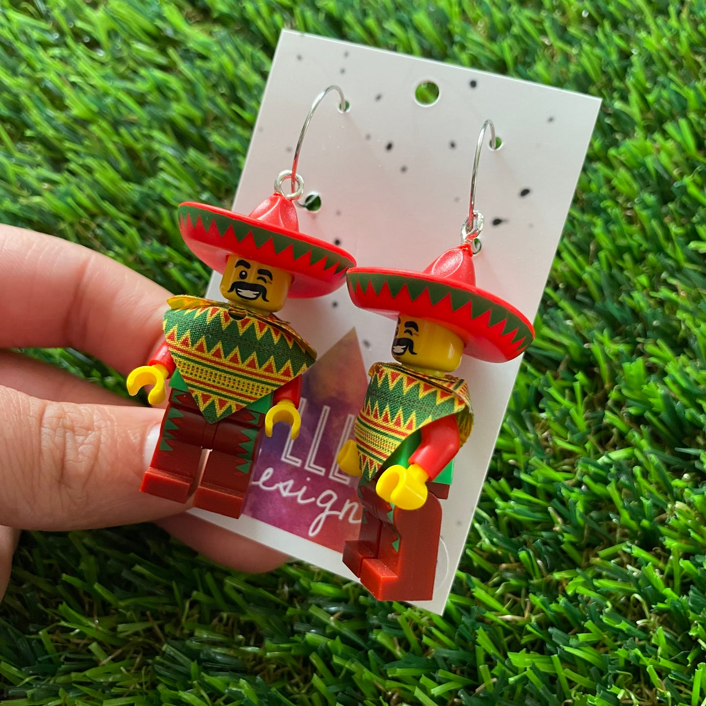 Fiesta Time? Brick Character Hoop Earrings - Featuring Silver Hoops!