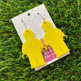 Yellow Brick Man Hoop Earrings (Large) - Featuring Silver Hoops!