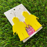 Yellow Brick Man Hoop Earrings (Large) - Featuring Silver Hoops!