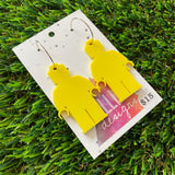 Yellow Brick Man Hoop Earrings (Medium) - Featuring Silver Hoops!