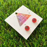 Lady Bug and Lady Beetle Brick Tile Style Stud Earrings - Insect Studs - Brick Stud Earrings!