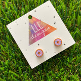 Donut Brick Tile Style Studs Earrings - Brick Stud Earrings!