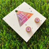 Donut Brick Tile Style Studs Earrings - Brick Stud Earrings!