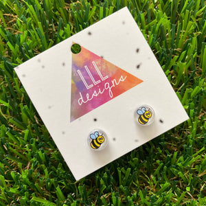 Bee Brick Tile Style Studs Earrings - Brick Stud Earrings!