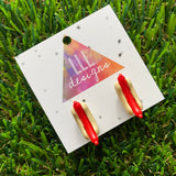 Hot Dog Brick Tile Style Studs Earrings - Food Studs - Brick Stud Earrings!