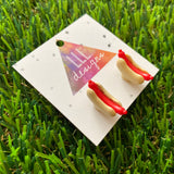 Hot Dog Brick Tile Style Studs Earrings - Food Studs - Brick Stud Earrings!