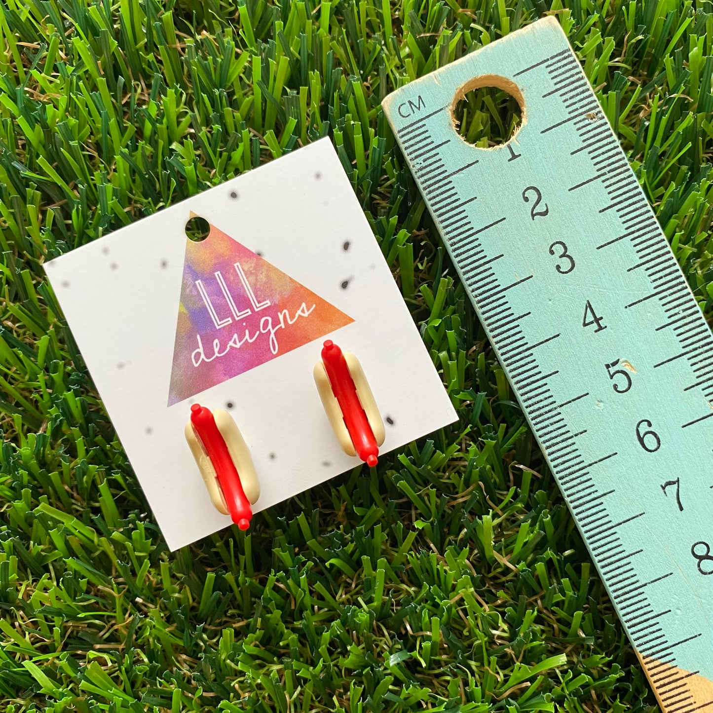 Hot Dog Brick Tile Style Studs Earrings - Food Studs - Brick Stud Earrings!