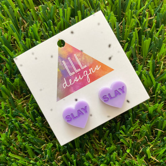 Purple SLAY Studs - Hand Painted Stud Earrings!