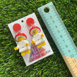 Magical Mushroom Girl Brick Character Earrings - Featuring Glittery Red Top!