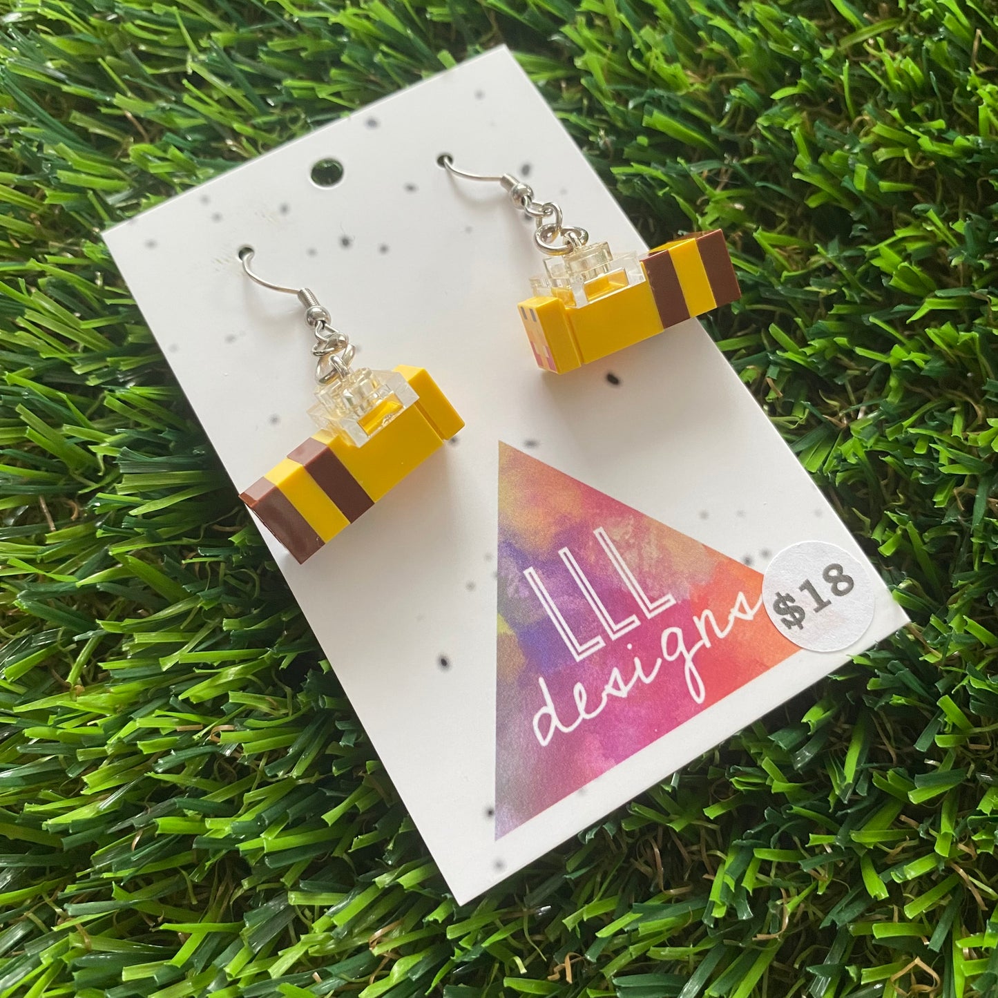 Brick Bees with Red Eyes - Featuring Surgical Stainless Steel Silver Hook Top!