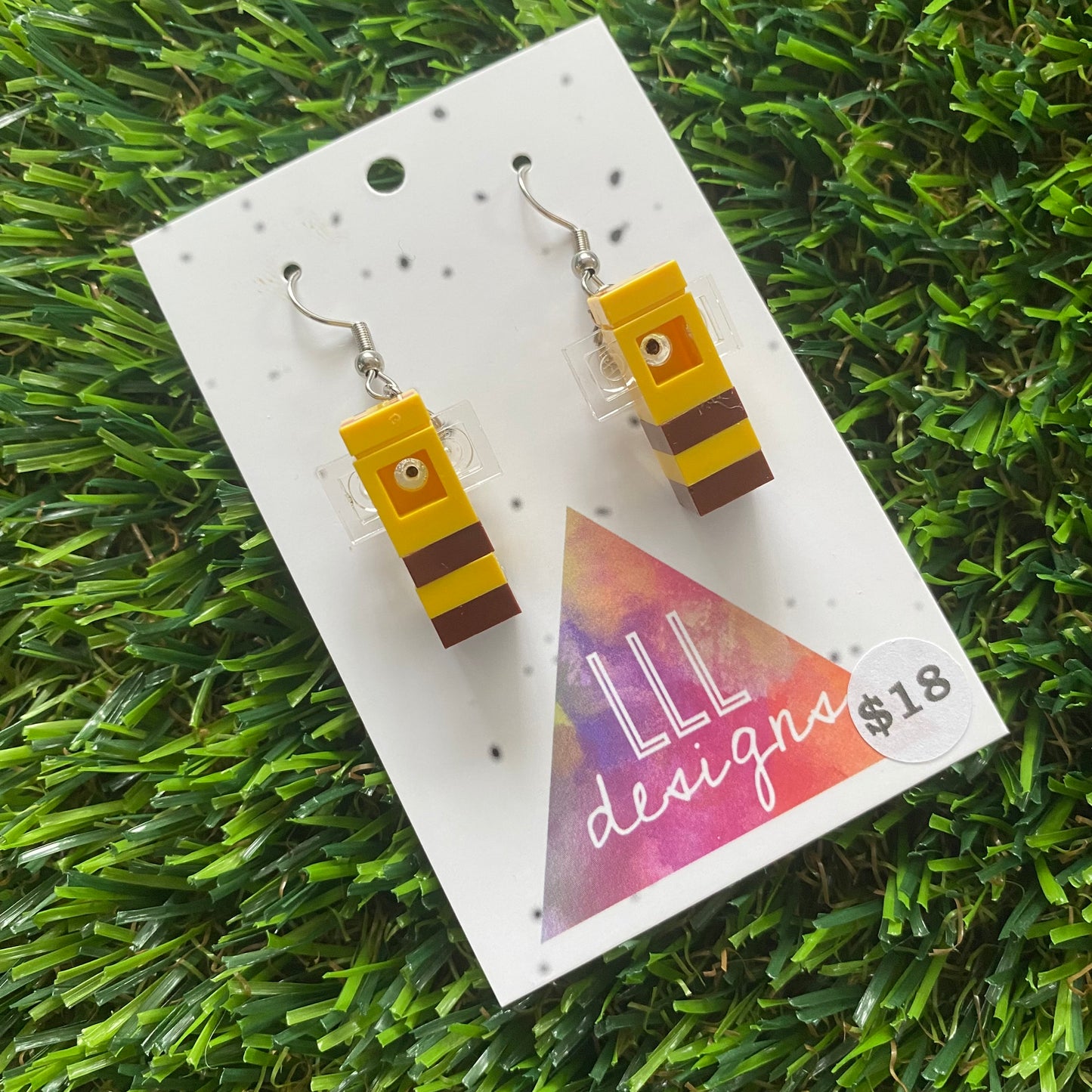 Brick Bees with Red Eyes - Featuring Surgical Stainless Steel Silver Hook Top!