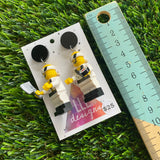 Sushi Chef Brick Character Dangle Earrings - Featuring Black Top!