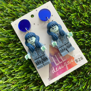 Weeping Willow Brick Character Dangle Earring - Featuring Blue Top!