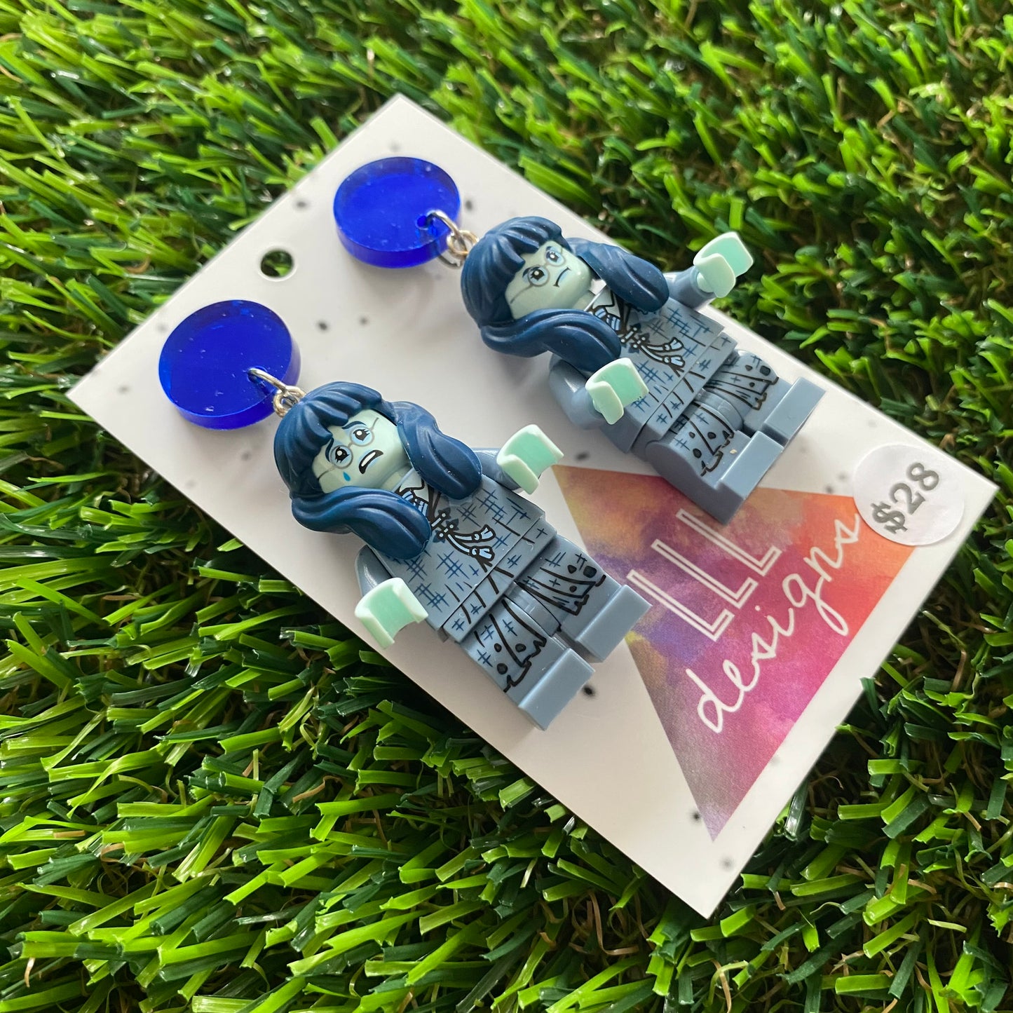 Weeping Willow Brick Character Dangle Earring - Featuring Blue Top!