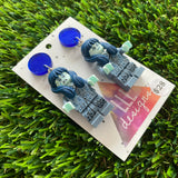 Weeping Willow Brick Character Dangle Earring - Featuring Blue Top!