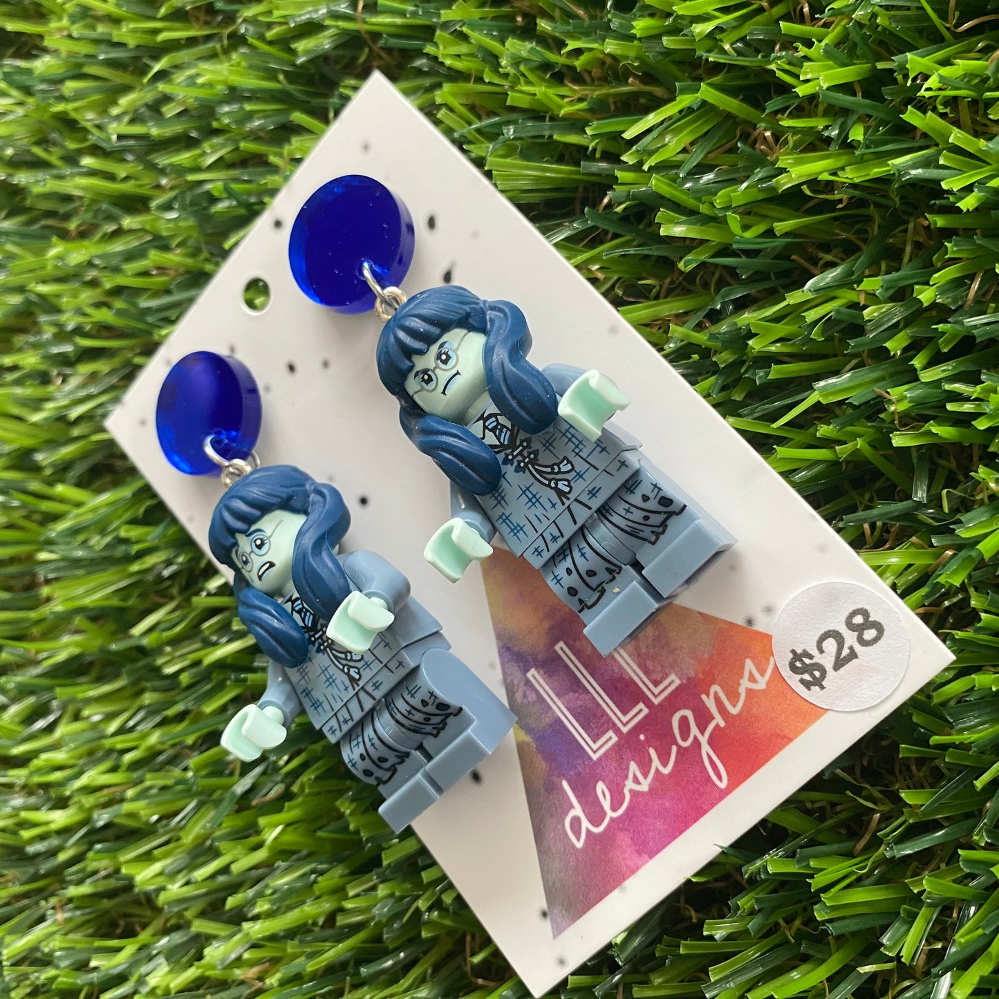 Weeping Willow Brick Character Dangle Earring - Featuring Blue Top!