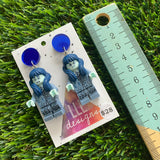 Weeping Willow Brick Character Dangle Earring - Featuring Blue Top!