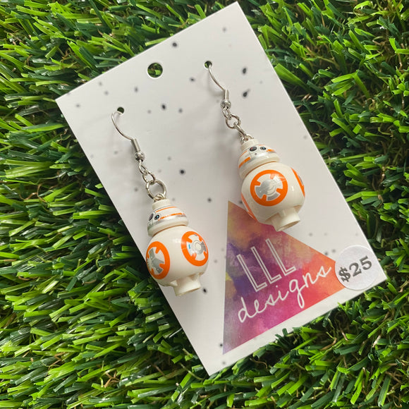 Galaxy Battle Robot Brick Character Dangle Earrings - Featuring Surgical Stainless Steel Hook Top!