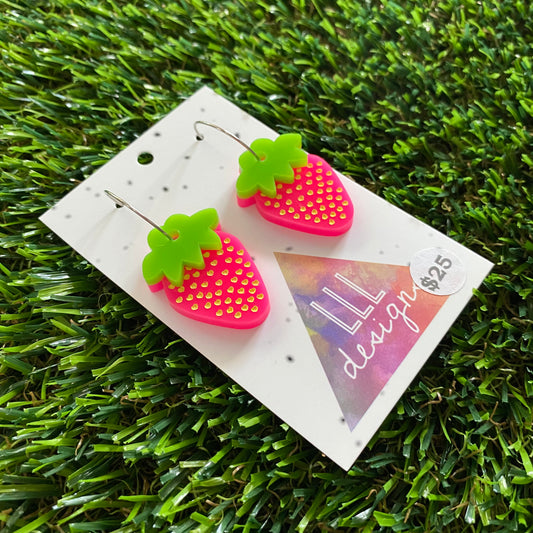 Strawberry Hoops - Love Patch Strawberries with Silver Hoops!