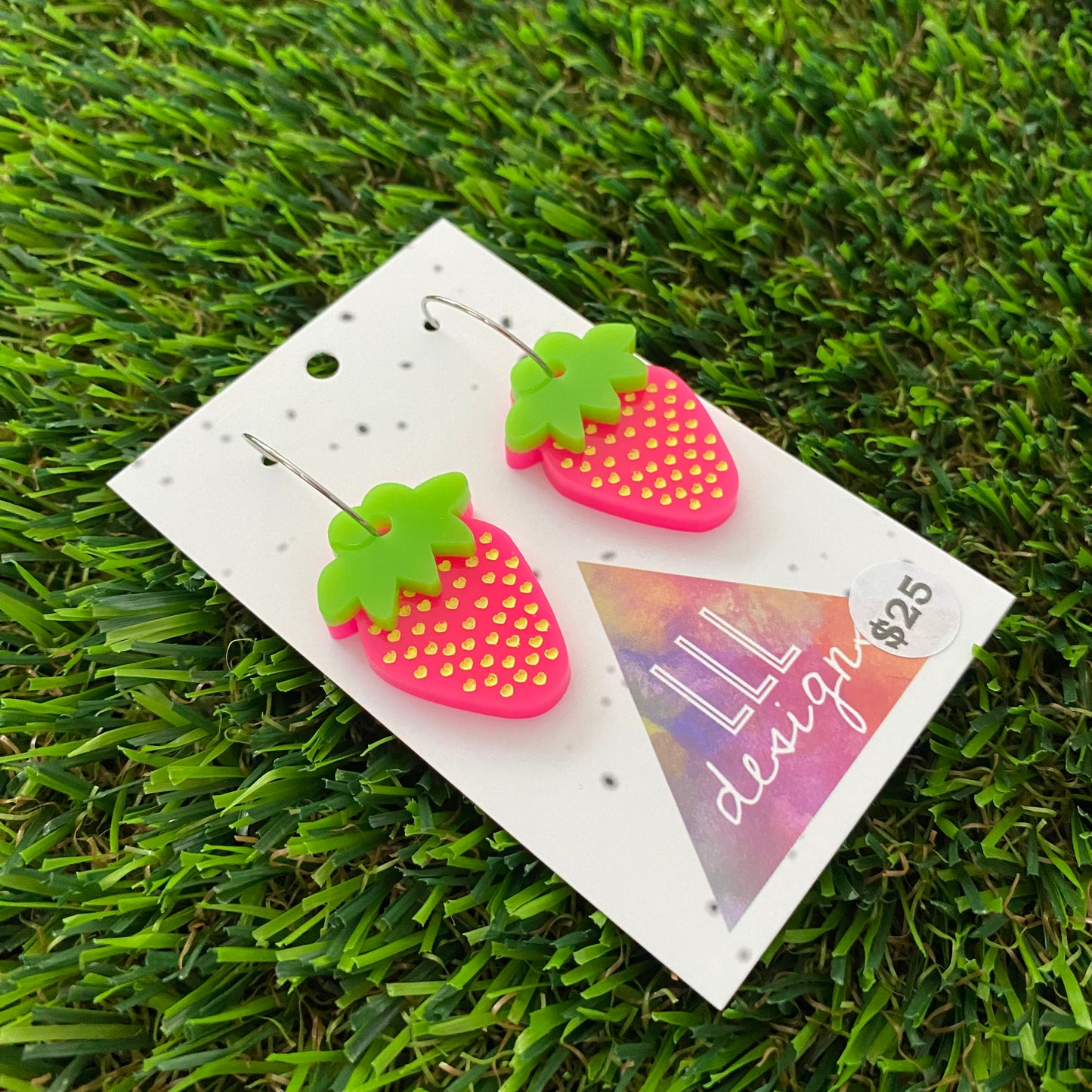 Strawberry Hoops - Love Patch Strawberries with Silver Hoops!