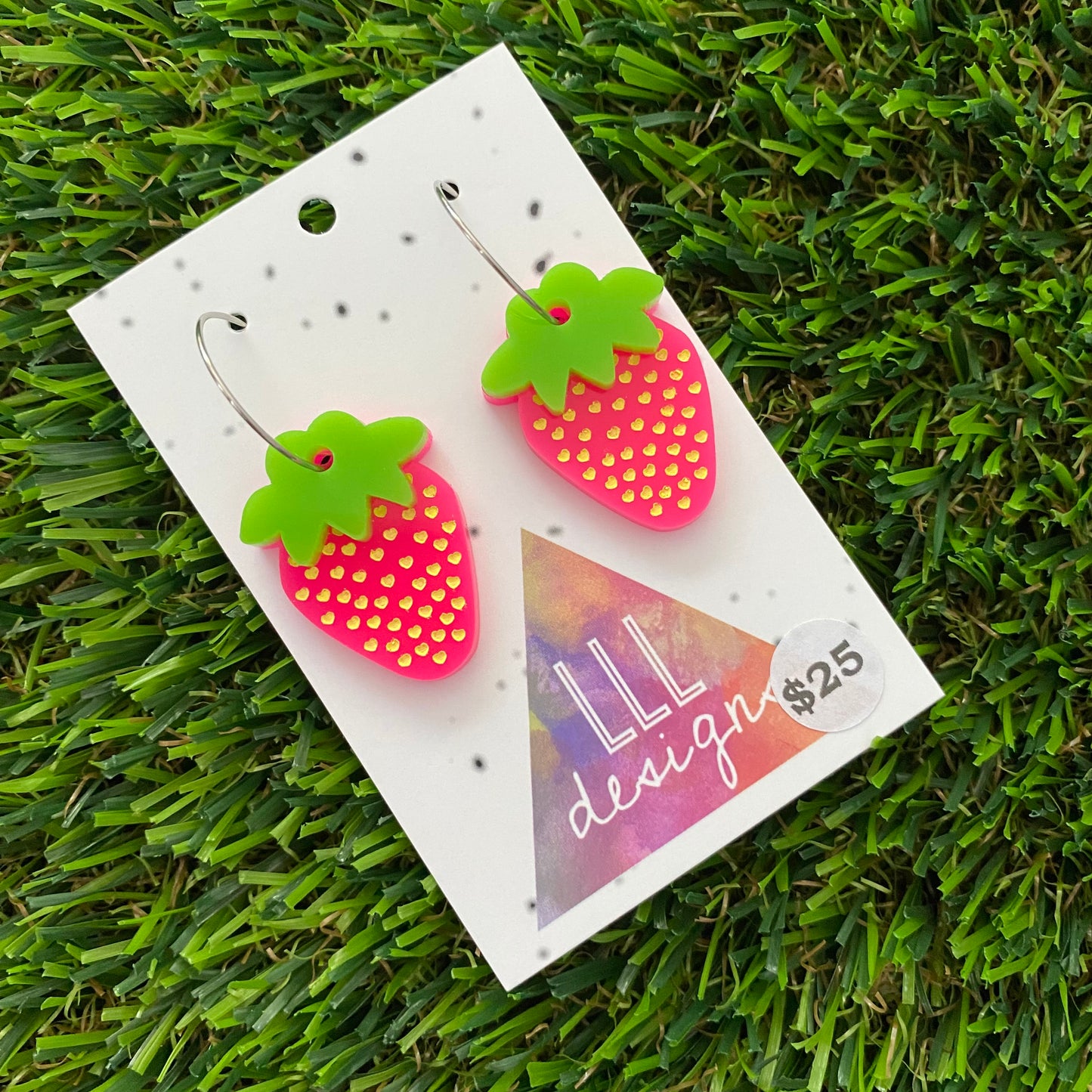 Strawberry Hoops - Love Patch Strawberries with Silver Hoops!