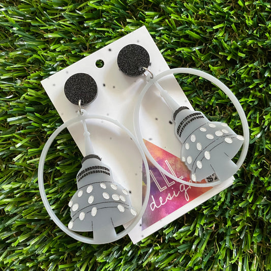 Canberra Earrings - Telstra Tower with Glitter Black Tops!