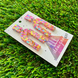 Resin Earrings - Rainbow Confetti Open Arches Dangles!