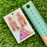 Resin Earrings - Rainbow Confetti Balancing Act Dangles!