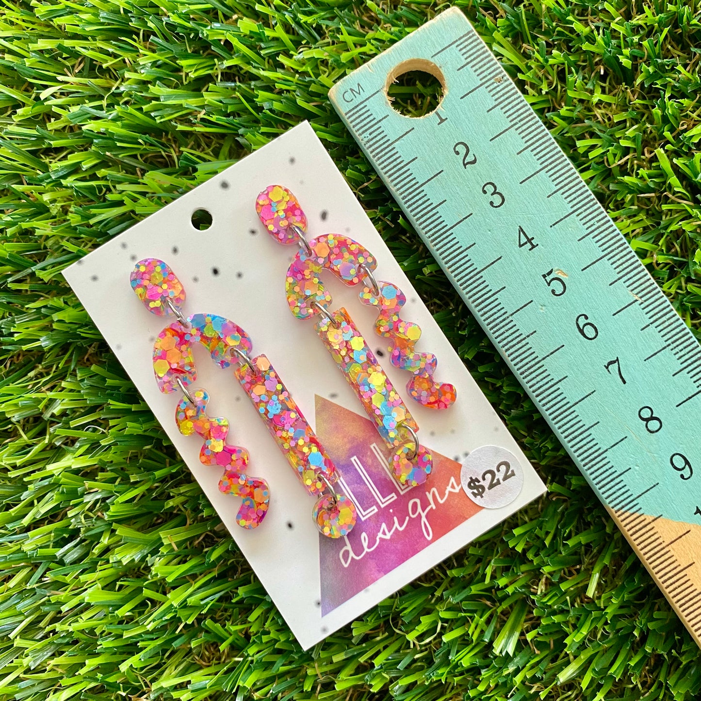 ON SALE!!!!!! Resin Earrings - Rainbow Confetti A Bit of Everything Dangles!