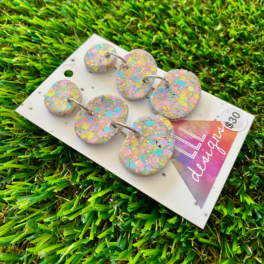 ON SALE!!!!!! Resin Earrings - Pastel Confetti Pebble Dangles - Sabretooth Design!