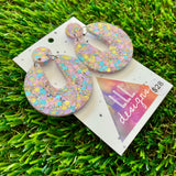 Resin Earrings - Pastel Confetti Double Time Dangles!