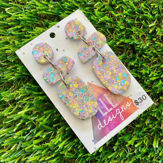 ON SALE!!!!!! Resin Earrings - Pastel Confetti Pebble Dangles - Betty Design!