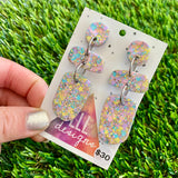 Resin Earrings - Pastel Confetti Pebble Dangles - Betty Design!