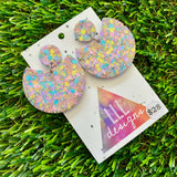 Resin Earrings - Pastel Confetti Crescent Dangles!