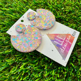 Resin Earrings - Pastel Confetti Crescent Dangles!