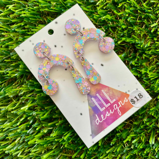 ON SALE!!!!!! Resin Earrings - Pastel Confetti Trapeze Dangles!